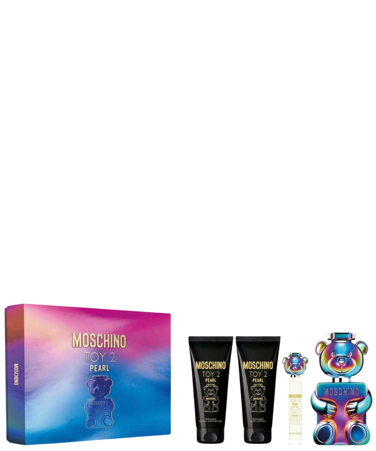Moschino ‘Toy 2 Pearl’ Eau de Parfum 100 mL + Body Lotion + Shower Gel + 10 mL | Set de regalo Unisex