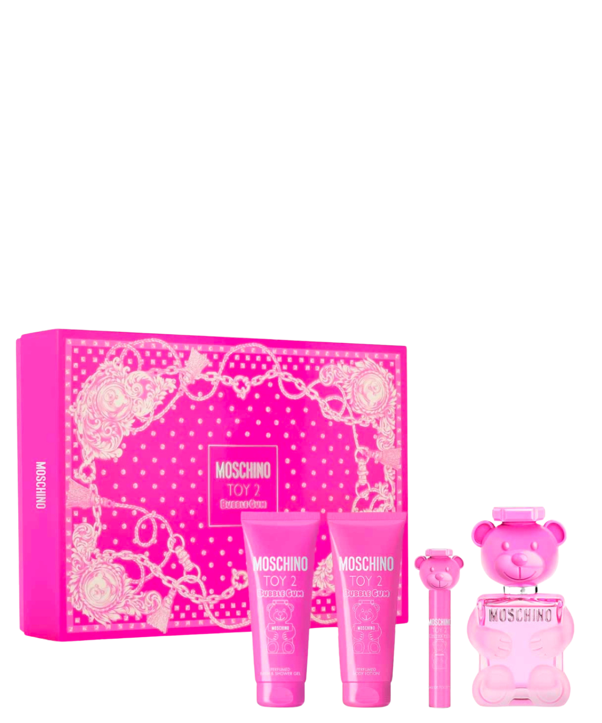 Moschino ‘Toy 2 Bubble Gum’ Eau de Toilette 100 mL + Body Lotion + Shower gel + 10 mL | Set de regalo para Dama