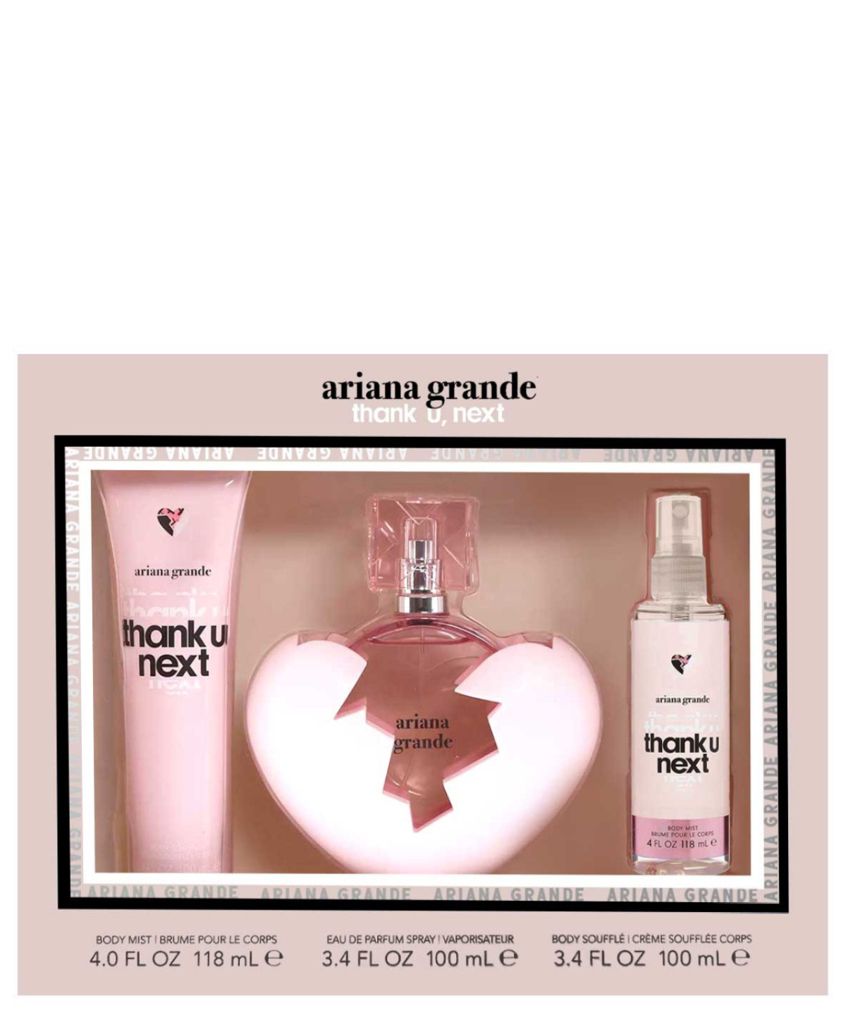 Ariana Grande ‘Thank U Next’ Eau de Parfum 100 mL + Body Mist + Body Lotion | Set de regalo para Dama