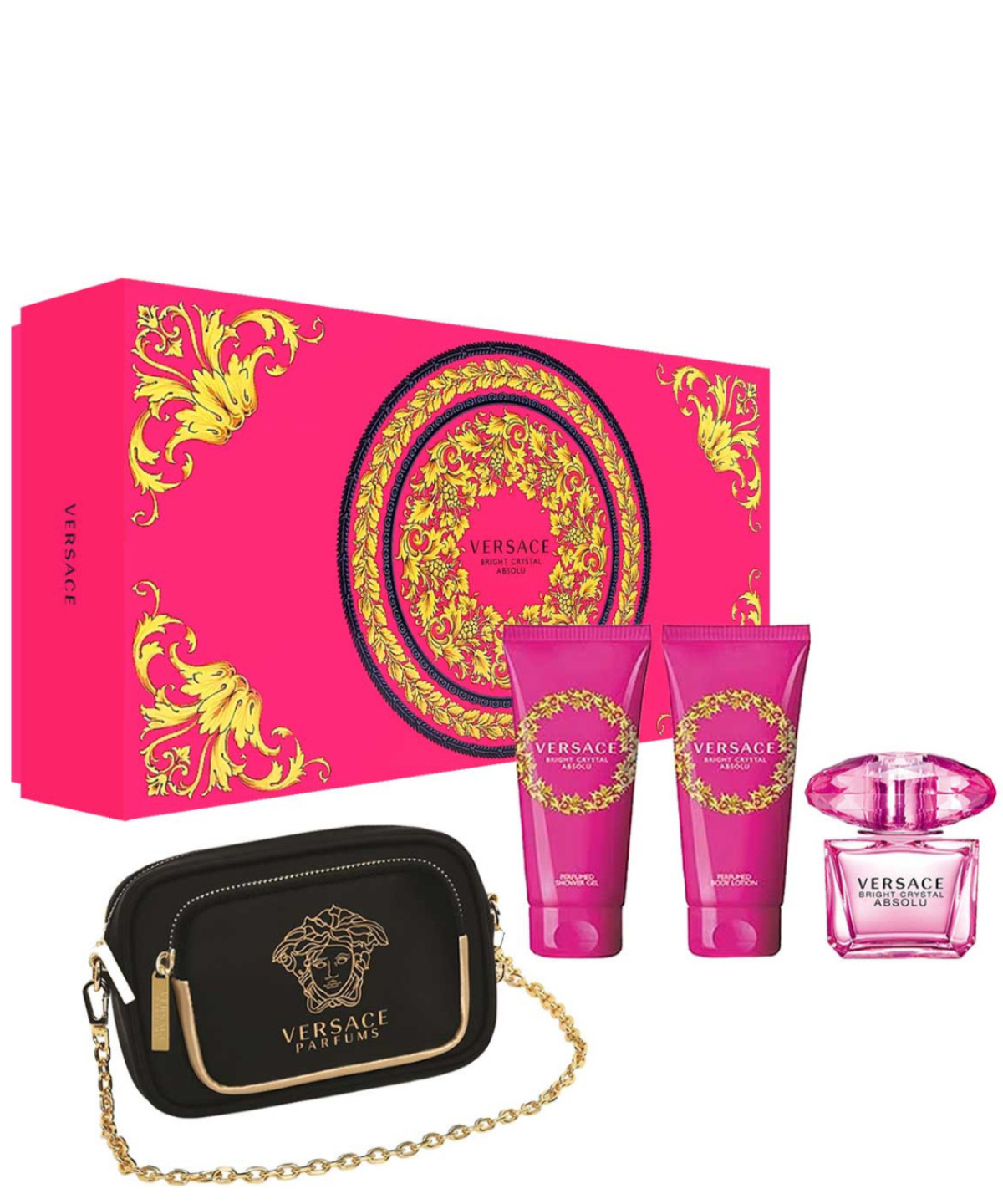 Versace ‘Bright Crystal Absolu’ Eau de Parfum 100 mL + Shower Gel + Body Lotion + Bolsa | Set de regalo para Dama