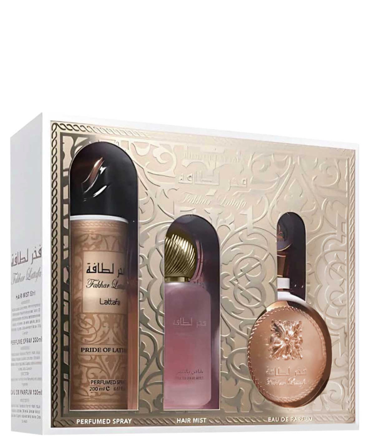 ‘Fakhar Rose’ Lattafa Eau de Parfum 100 mL + Hair Mist + Desodorante | Set de regalo para Dama