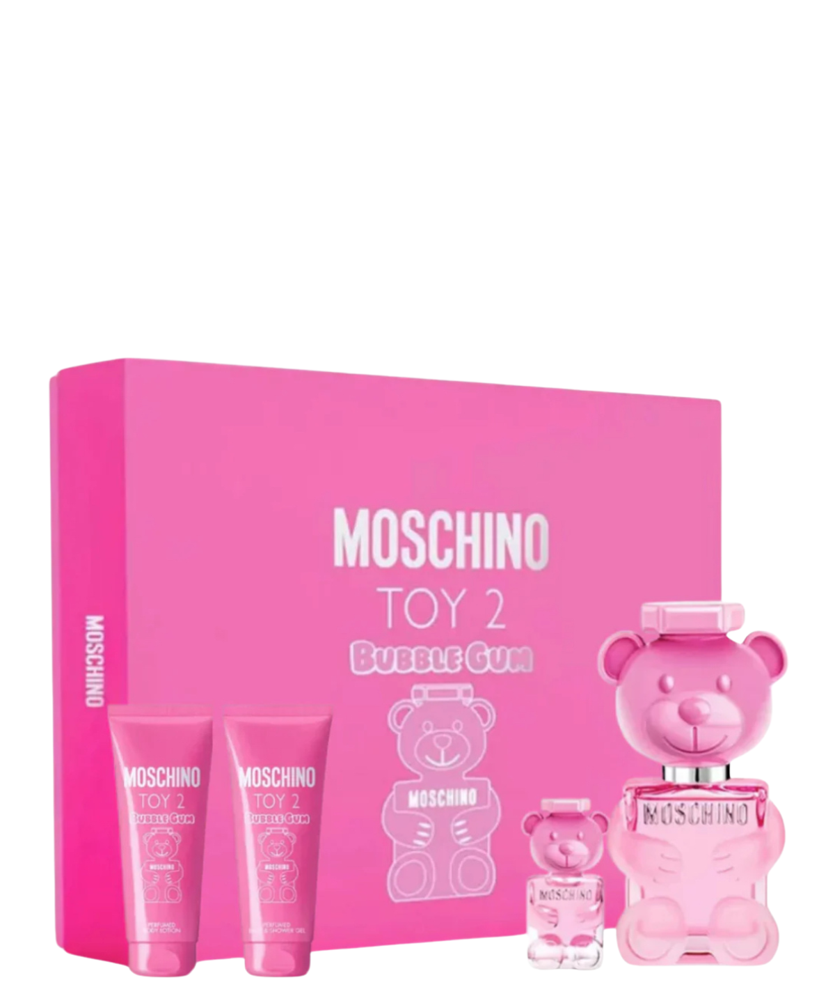 Moschino ‘Toy 2 Bubble’ Eau de Toilette 100 mL + Shower Gel + Body Lotion + 5 mL Mini Deluxe | Set de Regalo para Dama
