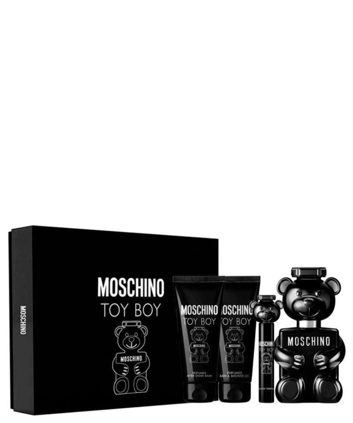 Moschino ‘Toy Boy’ Eau de Parfum 100 mL + Bálsamo Post Afeitado + Shower Gel + 10 mL | Set de Regalo para Caballero