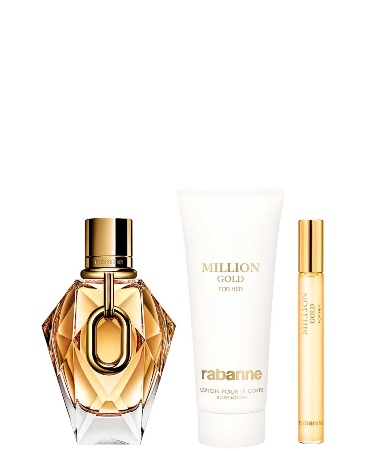 Paco Rabanne ‘Million Gold For Her’ Eau de Parfum 90 mL + Body Lotion + 10 mL | Set de regalo para Dama *Estuche Navidad*