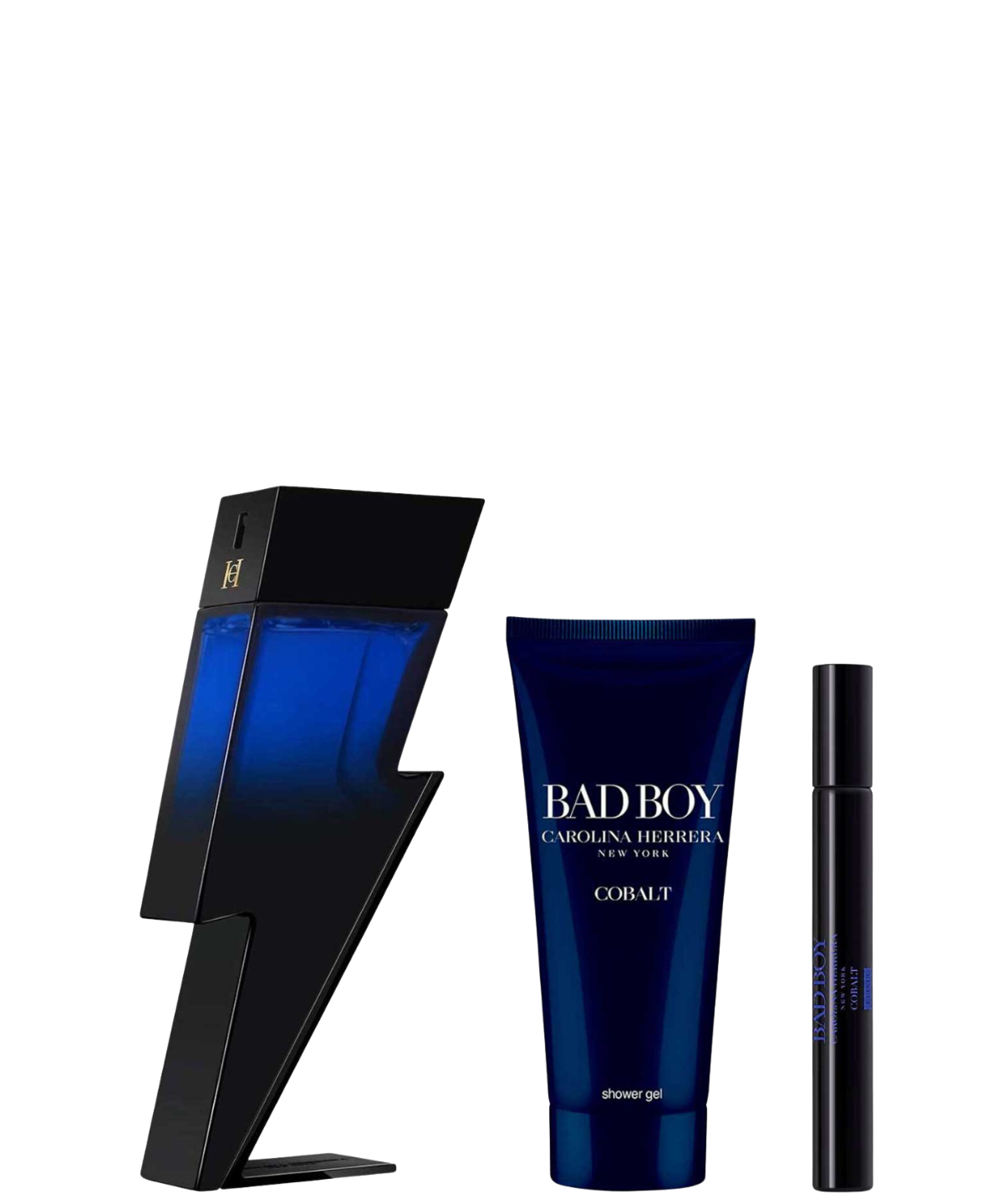 Carolina Herrera ‘Bad Boy Cobalt Elixir’ Eau de Parfum 100 mL + Shower Gel + 10 mL | Set de regalo para Caballero *Estuche Navidad*