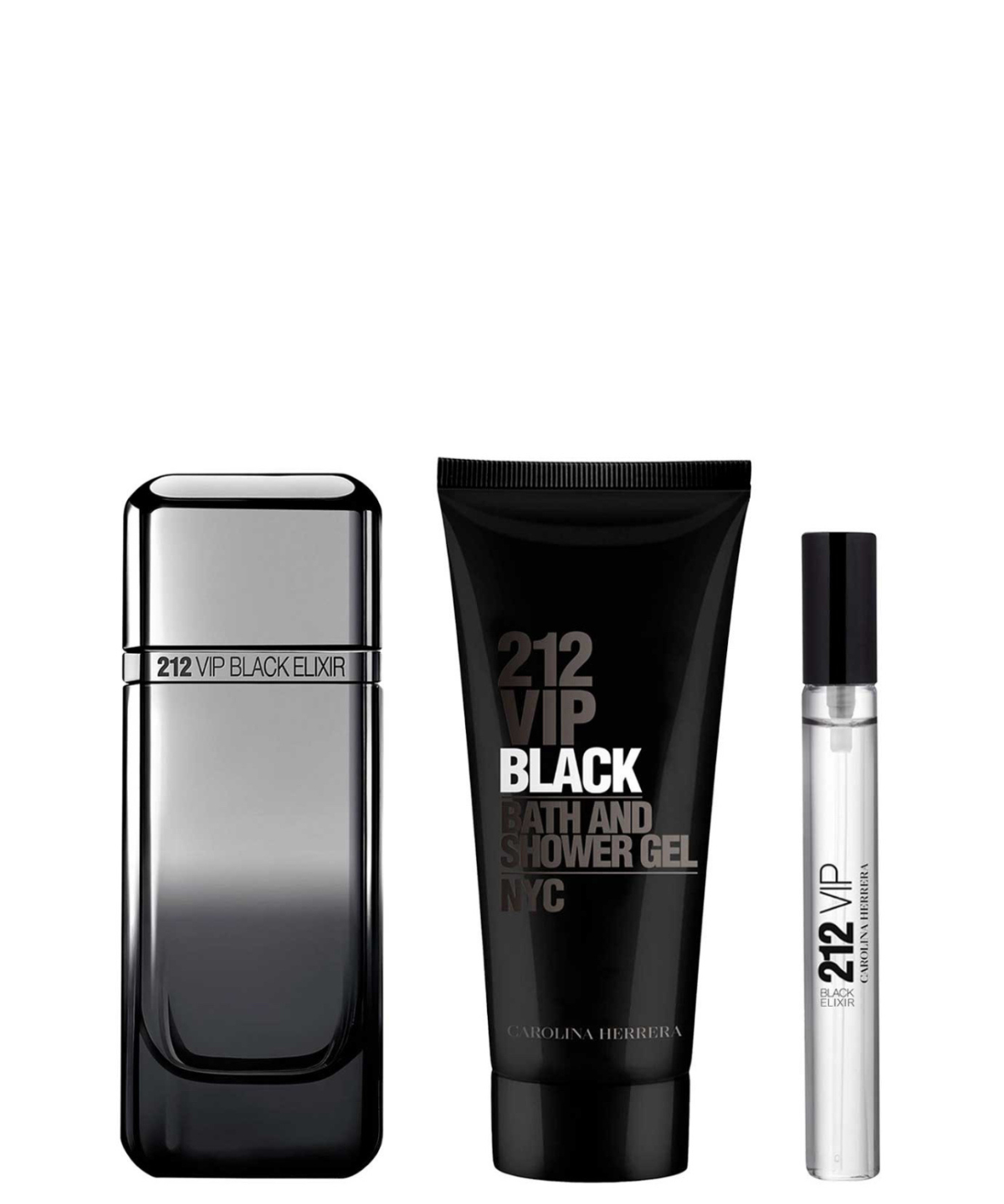 Carolina Herrera ‘212 VIP Black Elixir’ Eau de Parfum 100 mL + Shower Gel + 10 mL | Set de regalo para Caballero *Estuche Navidad*