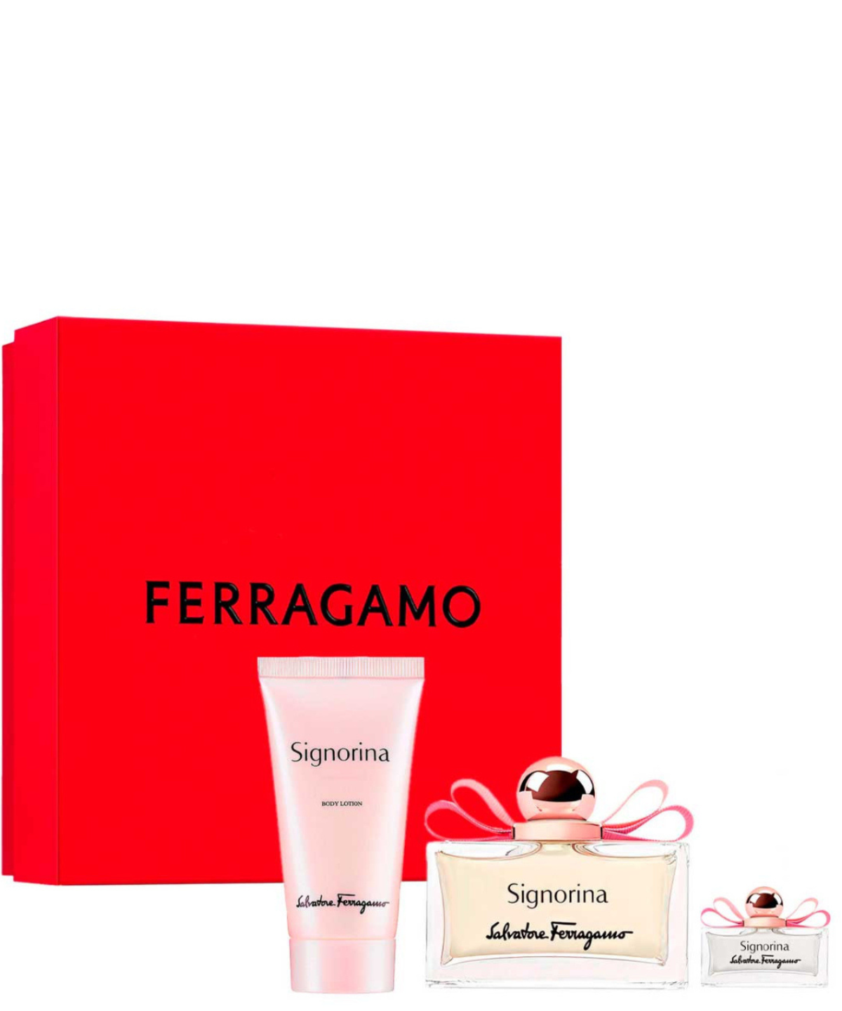 Salvatore Ferragamo ‘Signorina’ Eau de Parfum 100 mL + Body Lotion + 5 mL Mini Deluxe | Set de Regalo para Dama