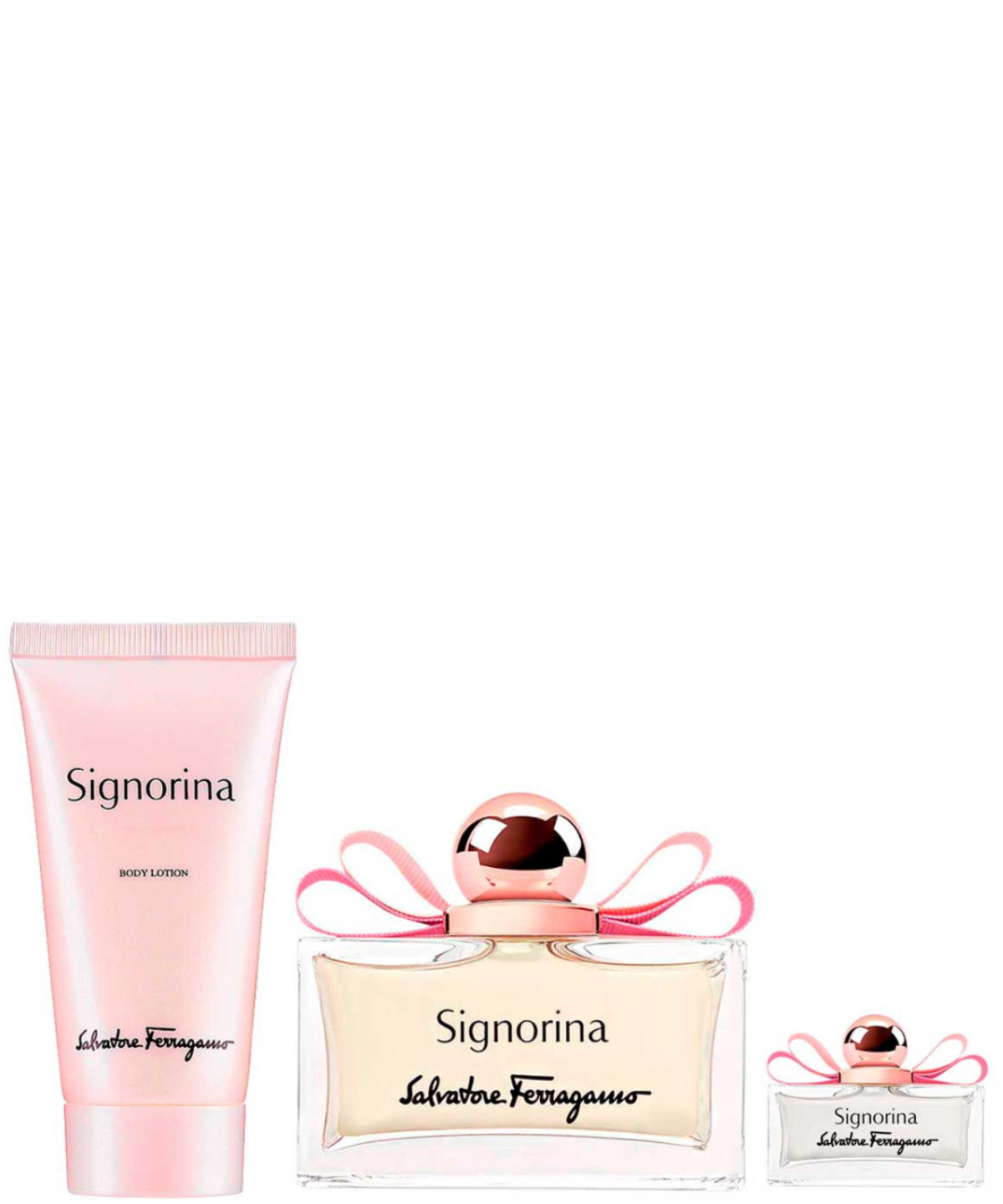 Salvatore Ferragamo ‘Signorina’ Eau de Parfum 100 mL + Body Lotion + 5 mL Mini Deluxe | Set de Regalo para Dama
