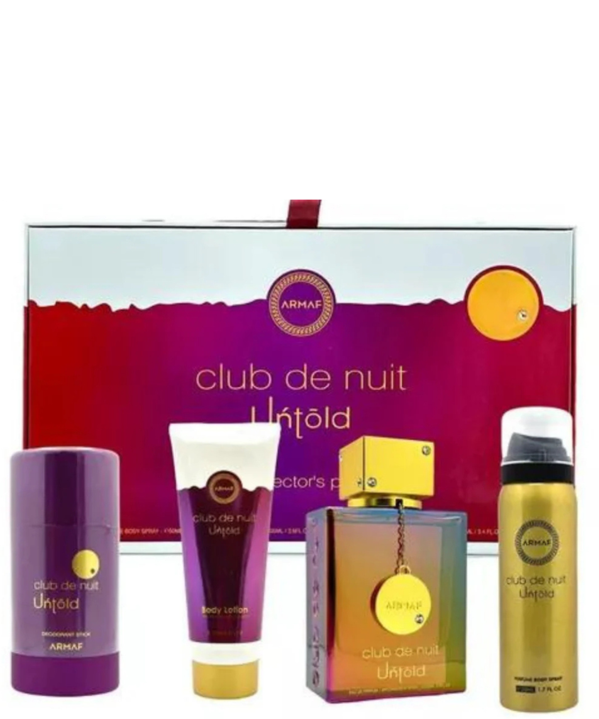 Club de Nuit ‘Uńtōld’ Eau de Parfum 105 mL + Desodorante en Stick + Body Lotion + Desodorante en Spray | Set de Regalo para Dama