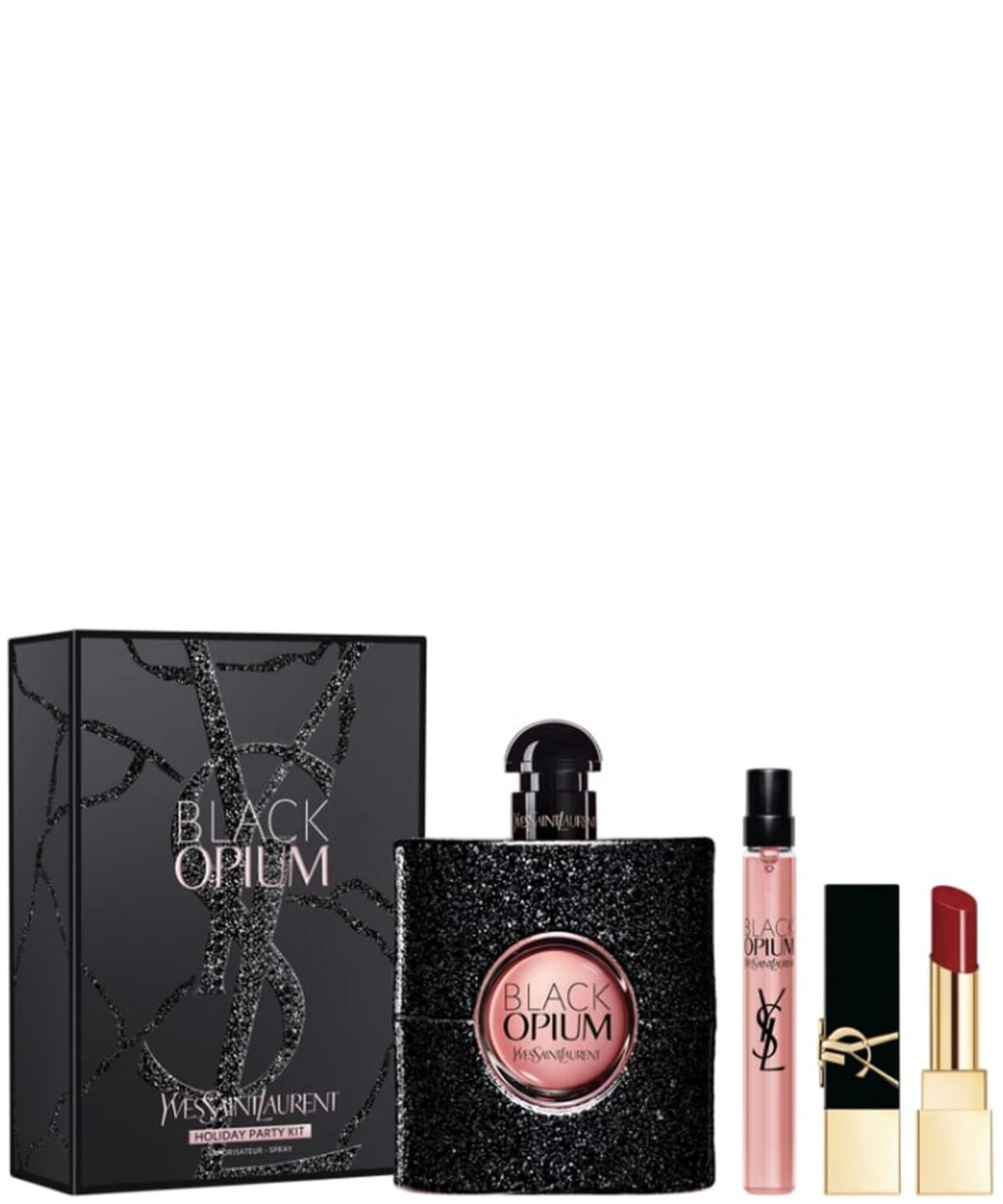 Yves Saint Laurent ‘Black Opium’ Eau de Parfum 90 mL + 10 mL + Lipstick Shade ‘1971’ | Set de Regalo para Dama *Edición Limitada* *Pre-Order*