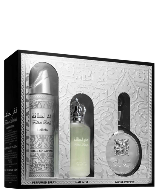 ‘Fakhar’ Lattafa Eau de Parfum 100 mL + Perfume para cabello + Desodorante | Set de regalo para Caballero