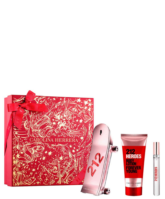 Carolina Herrera ‘212 Heroes’ Eau de Parfum 100 mL + Body Lotion + 10 mL | Set de regalo para Dama *Estuche Navidad*