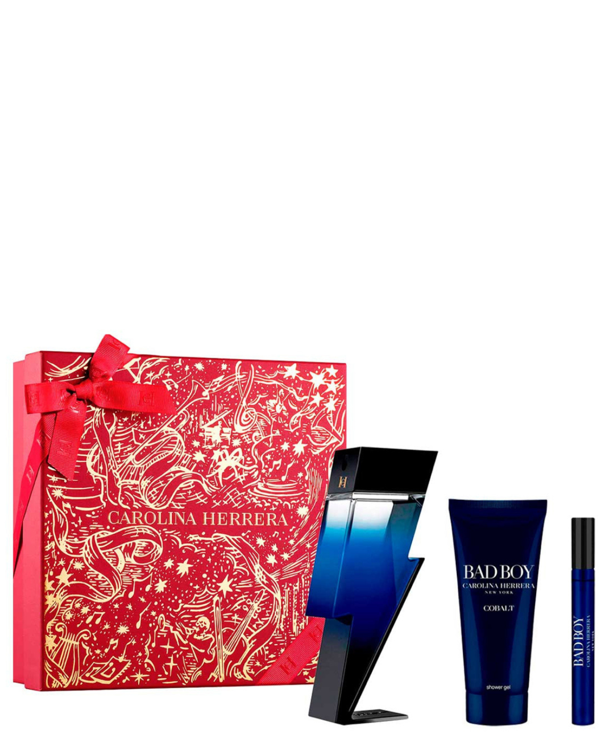 Carolina Herrera ‘Bad Boy Cobalt’ Eau de Parfum 100 mL + Shower Gel + 10 mL | Set de regalo para Caballero *Estuche Navidad*