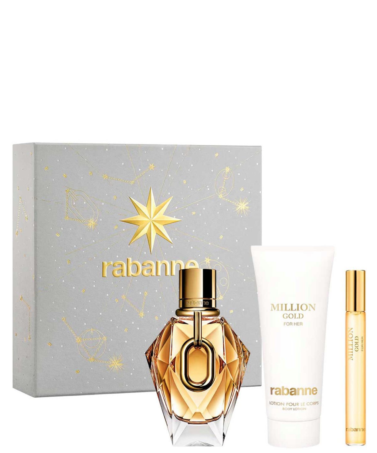 Paco Rabanne ‘Million Gold For Her’ Eau de Parfum 90 mL + Body Lotion + 10 mL | Set de regalo para Dama *Estuche Navidad*