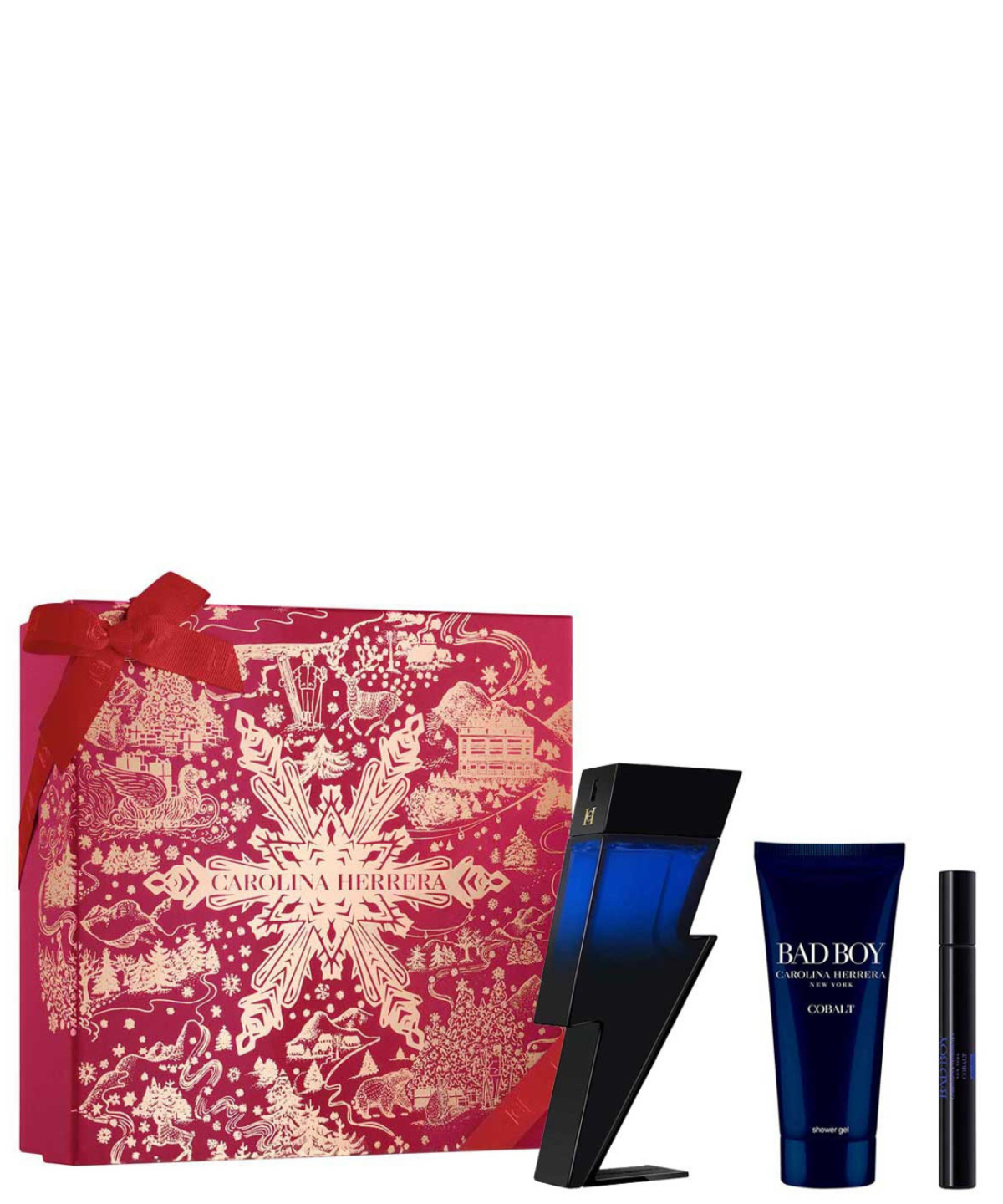 Carolina Herrera ‘Bad Boy Cobalt Elixir’ Eau de Parfum 100 mL + Shower Gel + 10 mL | Set de regalo para Caballero *Estuche Navidad*