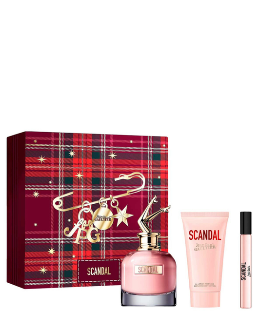 Jean Paul Gaultier ‘Scandal’ Eau de Parfum 80 mL + Body Lotion + 10 mL | Set de regalo para Dama *Estuche Navidad*