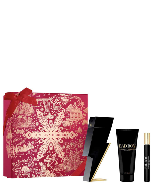 Carolina Herrera ‘Bad Boy’ Eau de Toilette 100 mL + Shower Gel + 10 mL | Set de regalo para Caballero *Estuche Navidad*
