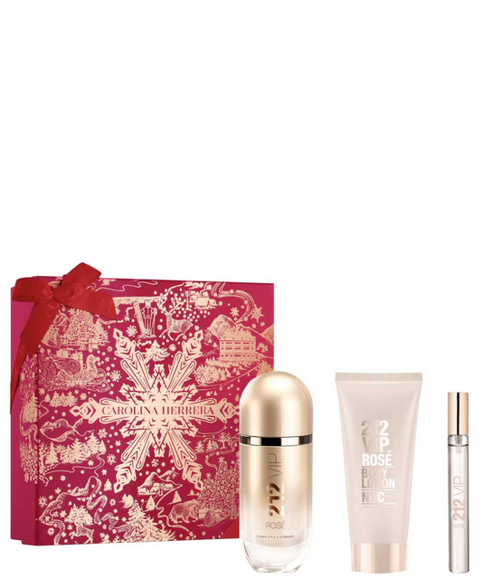 Carolina Herrera ‘212 VIP Rose’ Eau de Parfum 80 mL + Body Lotion + 10 mL | Set de regalo para Dama *Estuche Navidad*