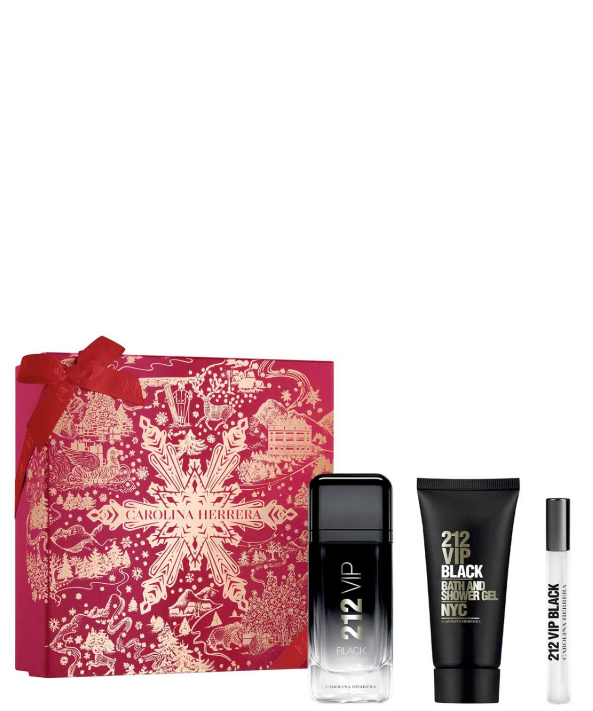 Carolina Herrera ‘212 VIP Black’ Eau de Parfum  100 mL + Shower Gel + 10 mL | Set de regalo para Caballero *Estuche Navidad*