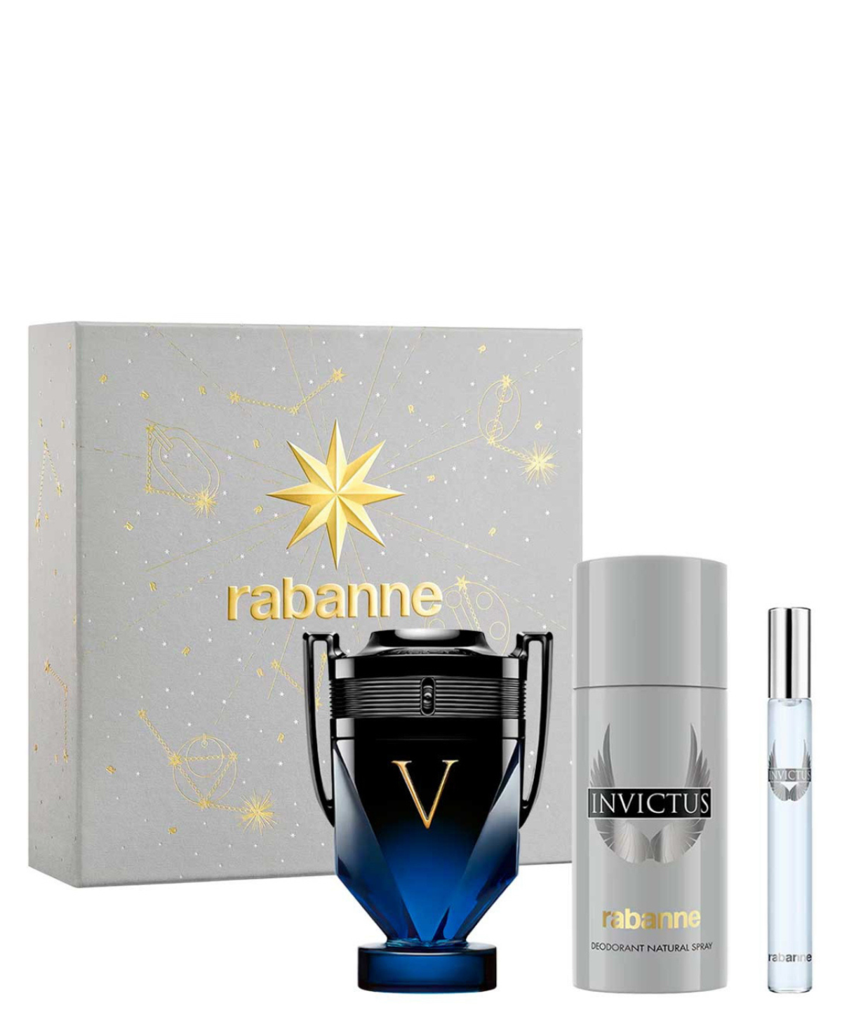 Paco Rabanne ‘Invictus Victory Elixir’ Eau de Parfum 100 mL + Desodorante + 10 mL | Set de regalo para Caballero *Estuche Navidad*