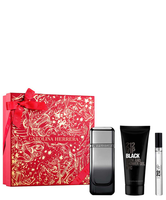 Carolina Herrera ‘212 VIP Black Elixir’ Eau de Parfum 100 mL + Shower Gel + 10 mL | Set de regalo para Caballero *Estuche Navidad*