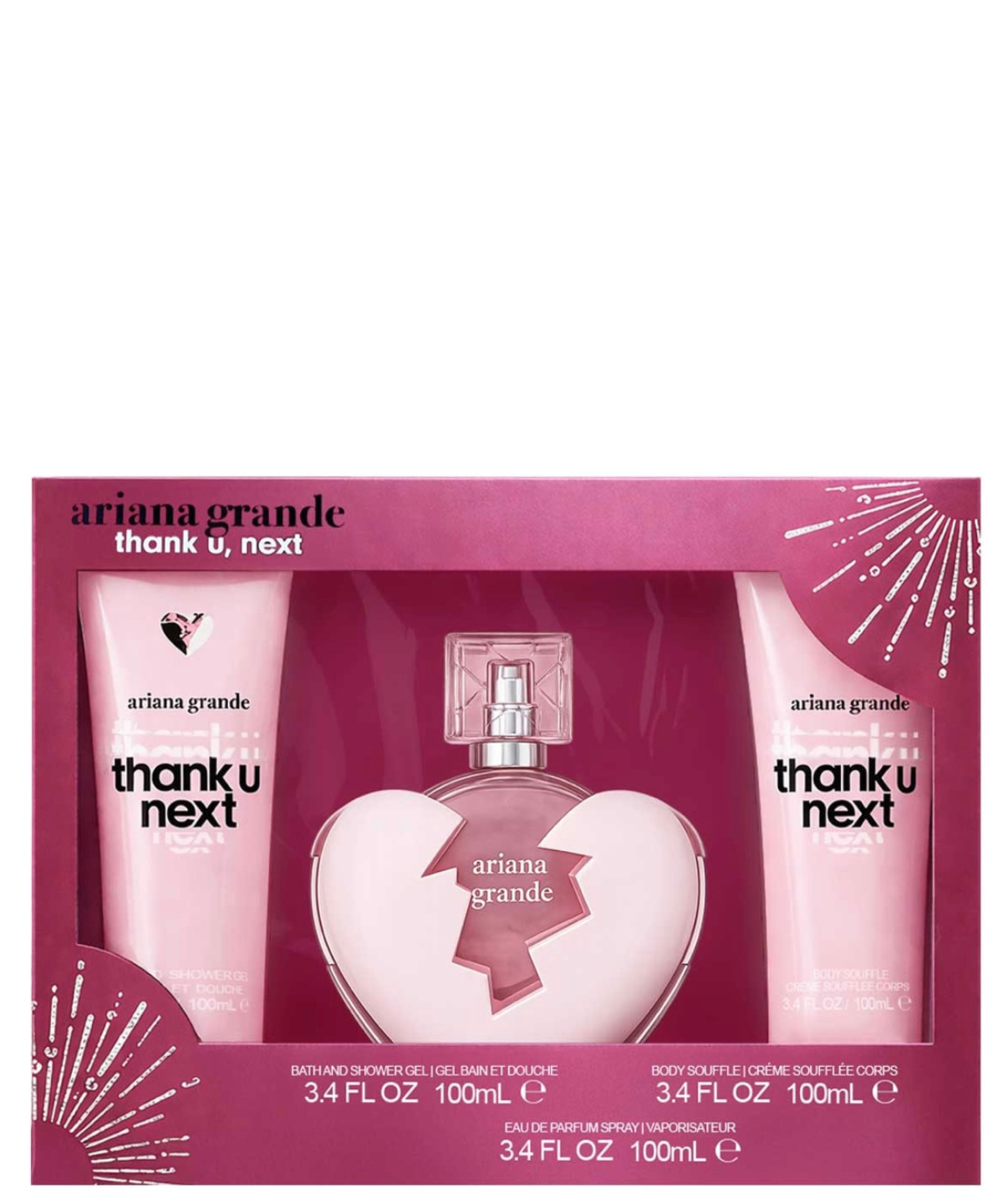 Ariana Grande ‘Thank U Next’ Eau de Parfum 100 mL + Shower Gel + Body Lotion | Set de regalo para Dama