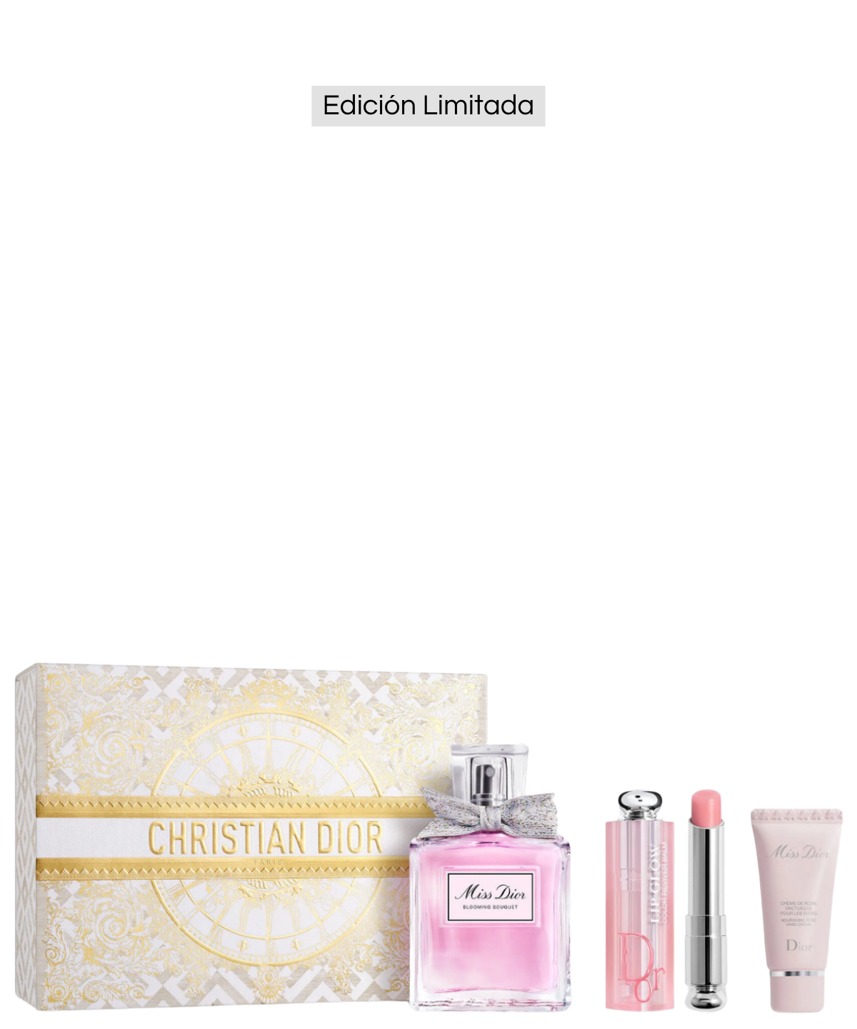 Cofre ‘Miss Dior Blooming Bouquet’ Eau de Toilette 30ml + Hand Cream + Lip Glow Shade ‘001 Pink’ | Set de Regalo para Dama *Pre-Order*